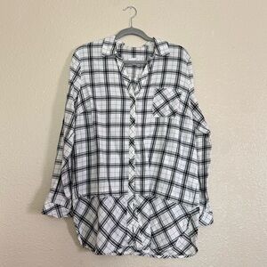 J. Jill Brown Black Plaid Button Down Top